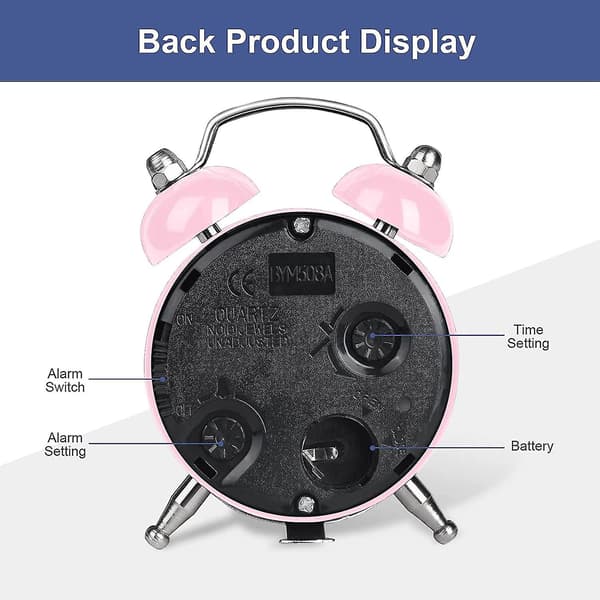 Rosa Klassisk Klocka, mini Retro Väckarklocka Högljudd Batteridriven Sängklocka - Retro Tyst Analog Väckarklocka För Sovrum, Vardagsrum, Kök
