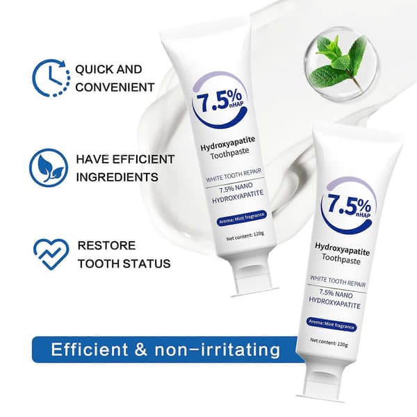 7,5% Hydroxyapatit Tandpasta (Fluoridfri), Nano Hydroxyapatit Tandpasta til Sensitive Tænder, Emaljebeskyttelse 3pcs