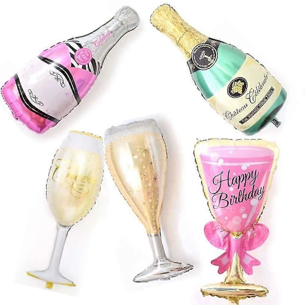 Jumbo Pink Champagneglas Folie Ballon Fødselsdagsfest Dekoration Forsyninger