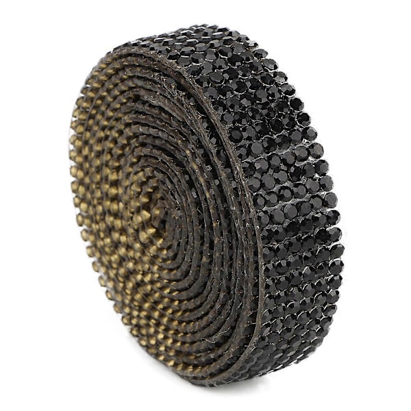 1m Rhinestone Krystal Glas Mesh Bånd Stryge Applikation Brudekjole Sko Trim (Sort)
