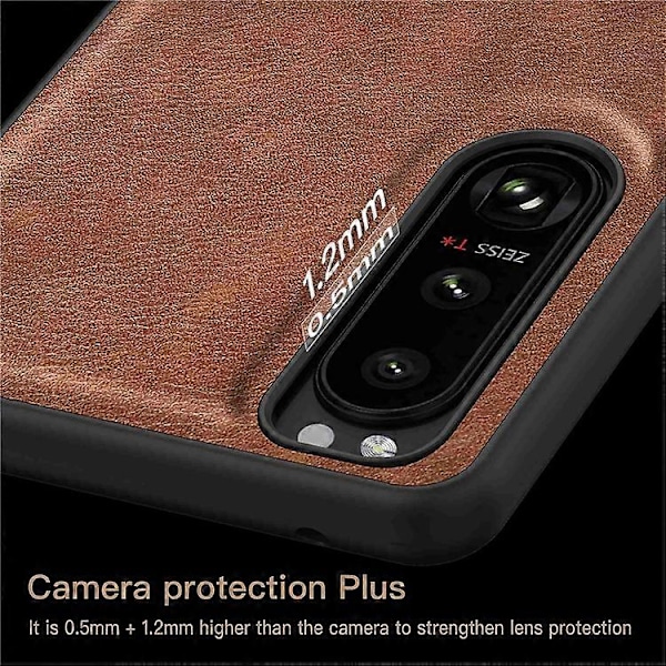 Kompatibelt Skal för Sony Xperia 5 III 5G, Repskydd, Anti-fingeravtryck, Retro PU Läderbelagd TPU+PC Telefonfodral Brown