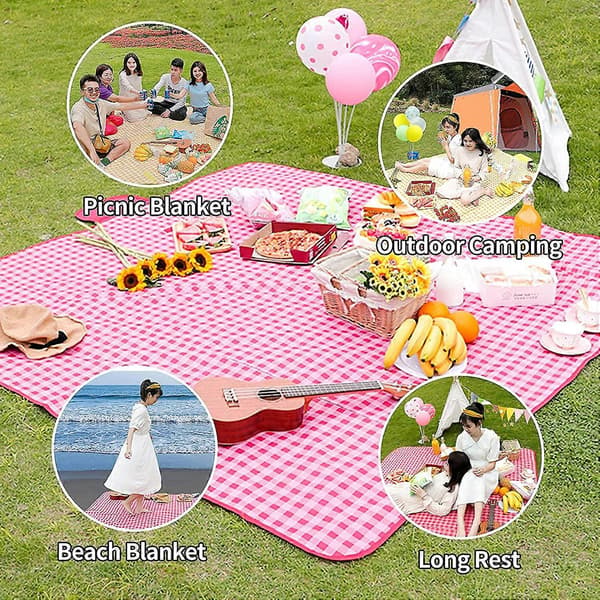 Vandtætte picnic tæpper ekstra store 203x203 cm - Maskinvaskbart udendørs tæppe strandtæppe