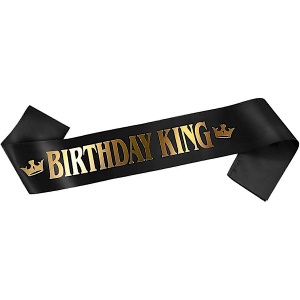 1 Stycke Grattis på födelsedagen Kung Födelsedags Skärp, Svart Satin Födelsedags Skärp, Födelsedag Kung Banner för Män Pojkar Födelsedagsfest Dekorationstillbehör