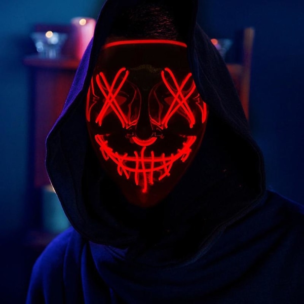 Halloween Neon Led Purge Mask Masque Masquerade Party Masks Light Grow In The Dark Kauhunaamio Hehkuva Naamio White