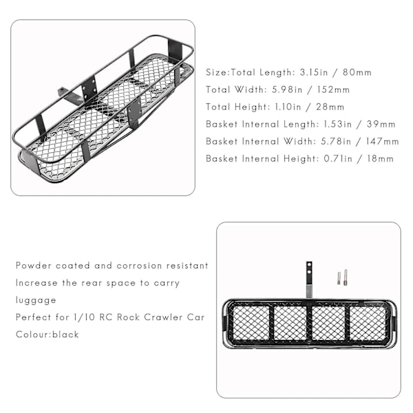 Metallinen takapuskuri vetokoukulla 1/10 Rc Crawler Axial Scx10 90046 Scx10 Iii Axi03007 Trx4 D90