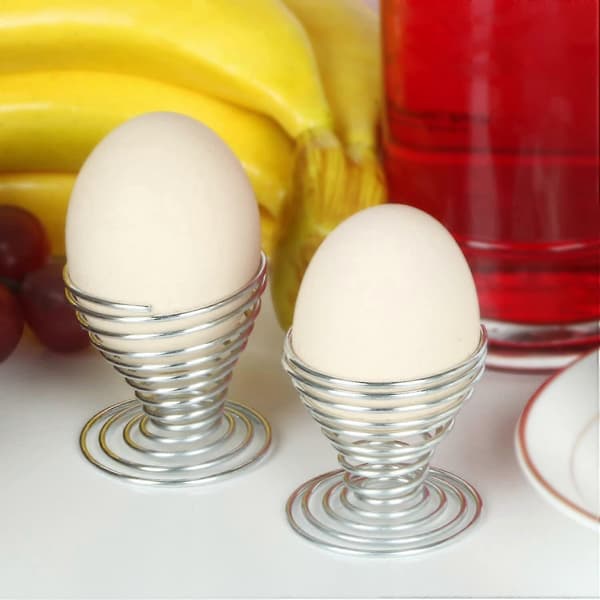 6 X Eggkopper i rustfritt stål, ståltråd spiralspring