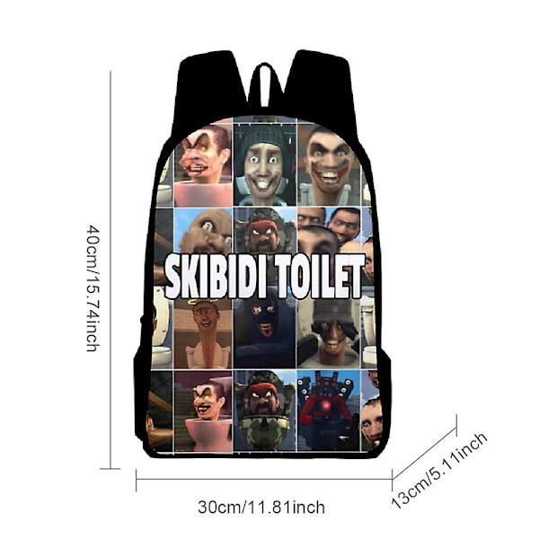 Lasten reppu Skibidi WC printed koululaukku Suurikapasiteettinen reppu style 3