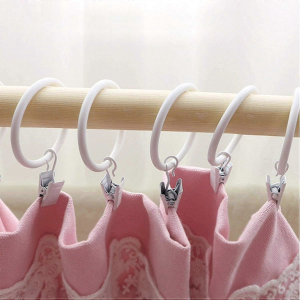 20-pak bruseforhængsringe med dekorative clips, rustfri, 3,2 cm
