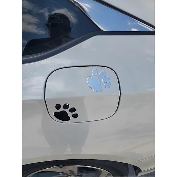 4 STK Sølv 3D Krom Fodaftryk Sticker Mærkat Auto Bil Mærkat