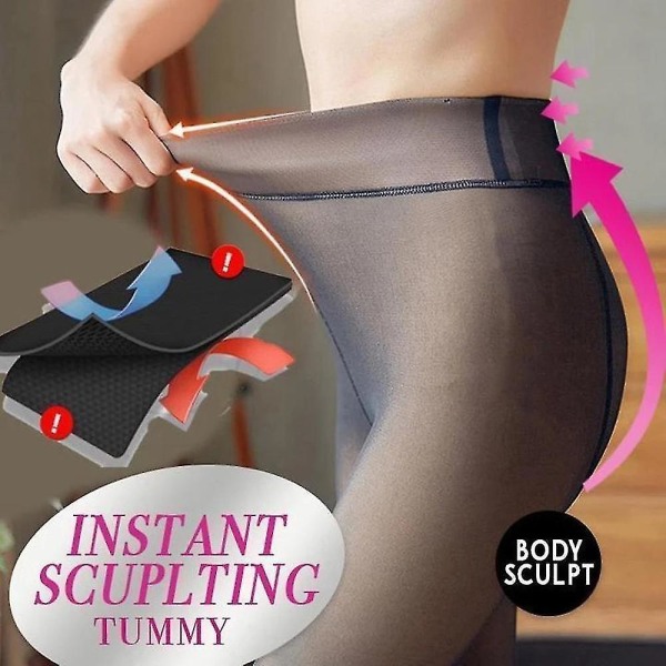 Magic Extra Tjock Varm Vinter Dubbelfodrad Stretch Thermal Fleece Tights För Dam Black Step Foot 300g