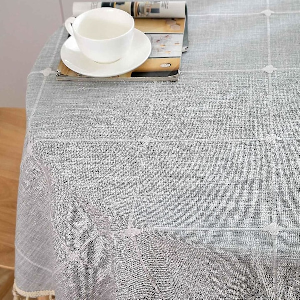 150 cm Rustikk Duk For Runde Bord Rynkefri Utendørs For Selskaper Broderi Duker (Grå)