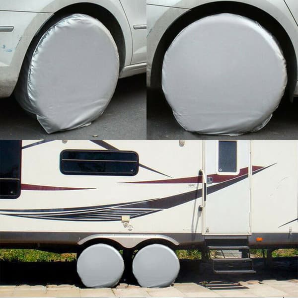Sett med 4 dekkdeksler for bobil - 73 cm diameter for tilhengere, bobiler, biler, lastebiler og campingvogner