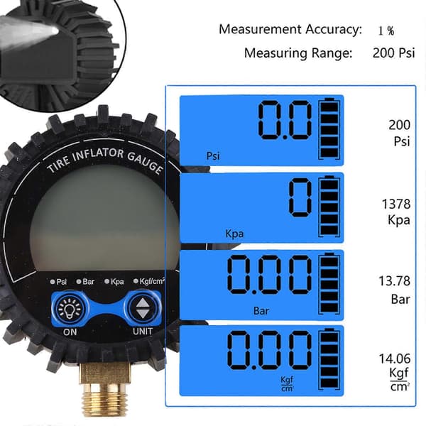 Digital trykkmåler sensor med LED-display 1% nøyaktighet 1/4'' NPT-kontakt