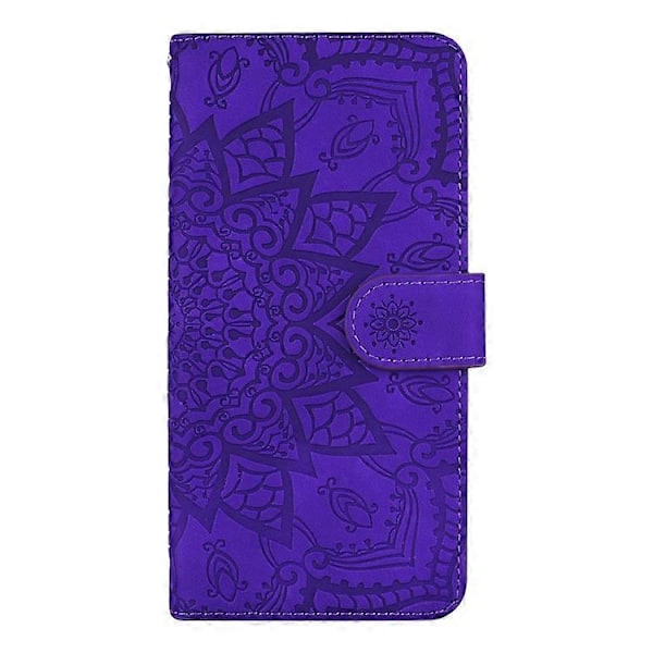 Imprint Mandala Blomst Stativ Lommebok Lærveske Deksel Kompatibel For Samsung Galaxy A50/A50s/A30s Purple
