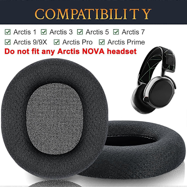 Professionelle Udskiftningsørepuder til SteelSeries Arctis 1/Arctis 3/Arctis 5/Arctis 7/Arctis 7P/Arctis 9X/Arctis Pro/Arctis Prime Hovedtelefoner Støjisolering