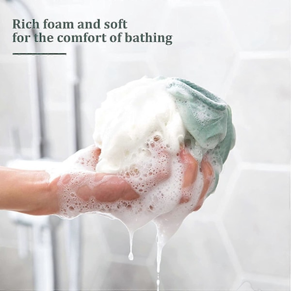 Badsvampar Dusch Loofahs, Mjuk Nät Kroppsskrubb Svampboll, Hållbar Mesh Pouf Bad Loofah Svamp Kroppstvätt Puff, 4-pack (4 förpackningar, 4)