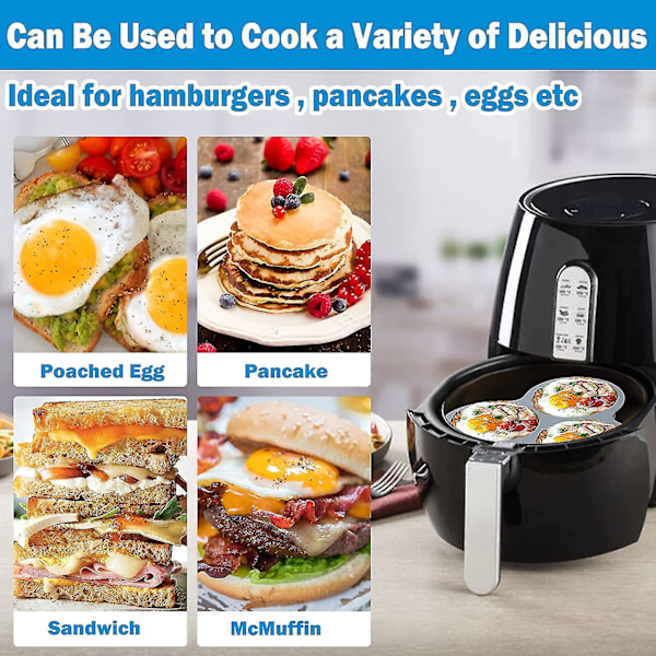 2 st Silikonformar för Ägg i Air Fryer, för Äggbitar, Muffins, Frukostmackor, Hamburgerbröd, Non-stick