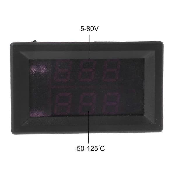 Dobbel LED-skjerm Dobbel skjerm Voltmeter + Termometer Temperaturmåler