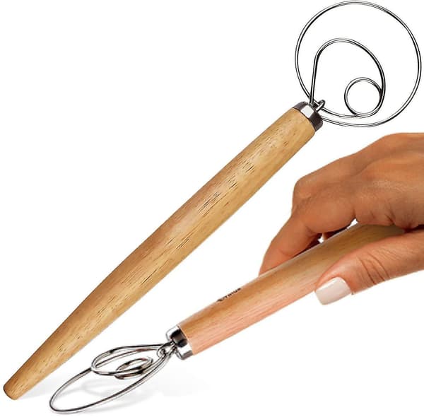 Sett med 2 deigmiksere i rustfritt stål for baking av kaker og desserter