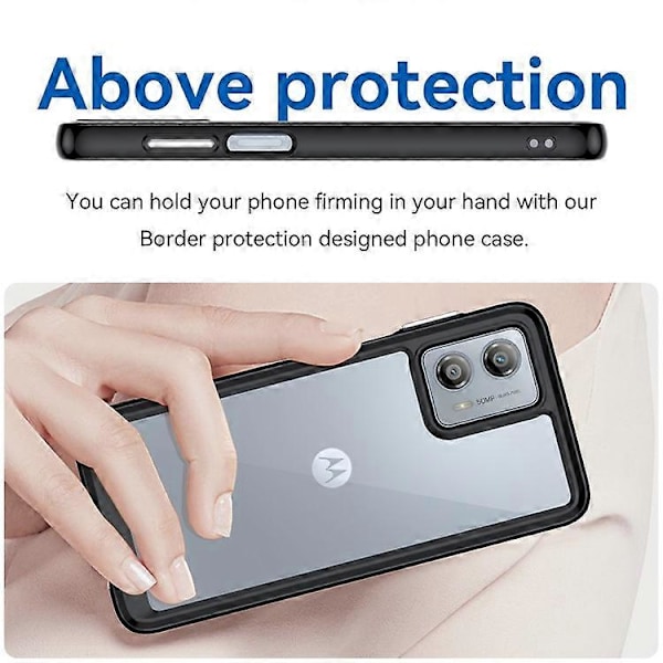 Yhteensopiva Motorola Moto G53 5G -puhelimen kuori naarmuuntumista estävä TPU + akryylipuhelinkotelo Black