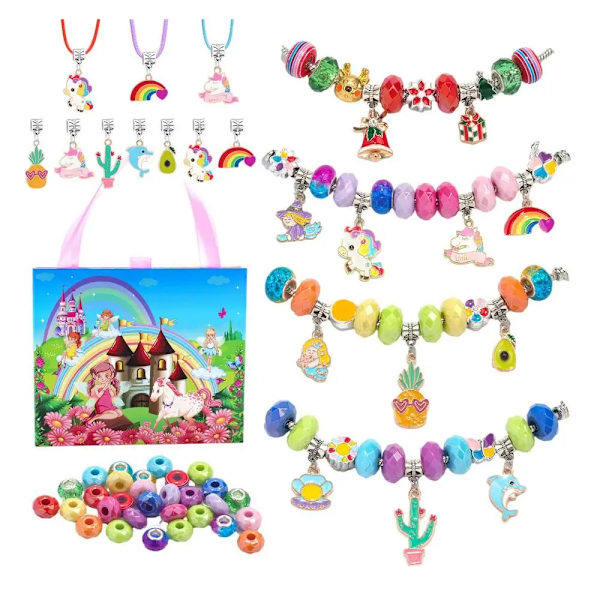 Princess Bead Set Gör-det-själv-armband pärlsats för barn Bärbart halsband Armbandsringstillbehör för flickor style 1