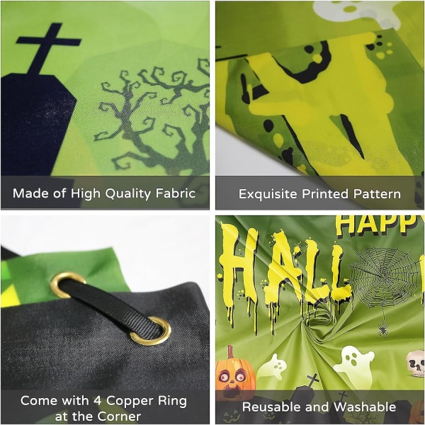 Halloween-dekorationer, grön halloween-bannerbakgrundsdekor, glad halloween-banner för halloweenfestbakgrund, idealisk för hemträdgård inomhus utomhus