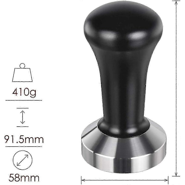 Kaffetamper i rustfritt stål med frostet håndtak og flat bunn 58mm Kaffegruntkompressor