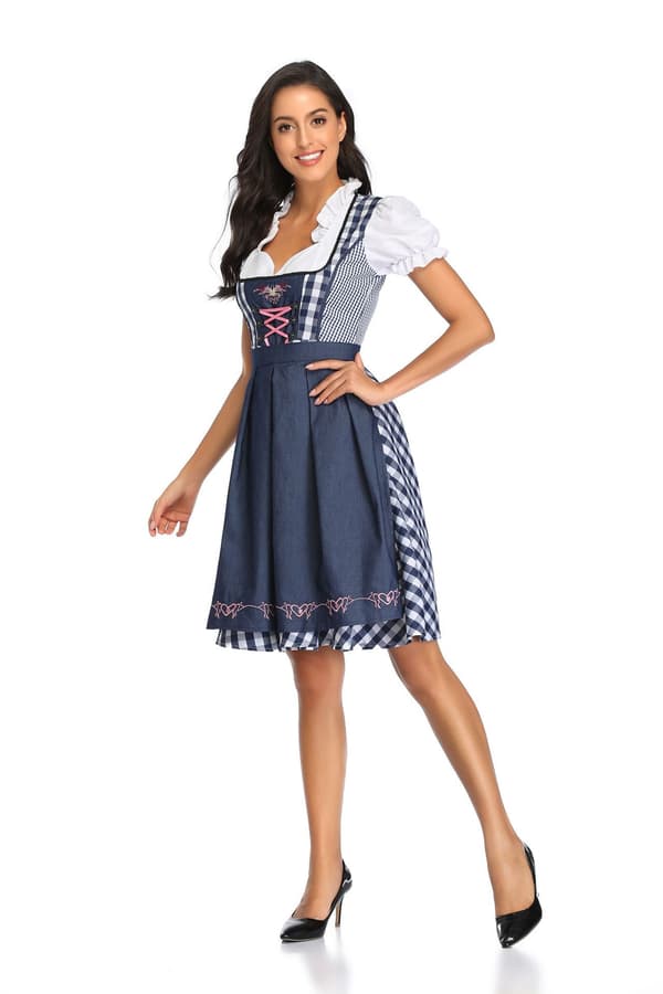 Dirndl med förkläde för Oktoberfest - Bayersk traditionell klänning för kvinnor M