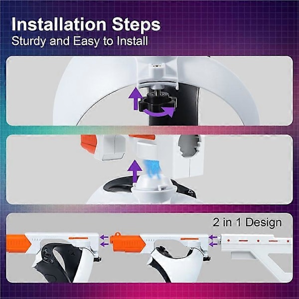 DEVASO Kompatibel För Sony PS VR2 Controller Pistolkolv VR Spelgrepp Fodral VR Headset Ersättningsdelar White