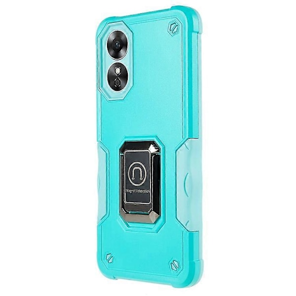 Kompatibelt Skal för Oppo A17 4G Anti-drop, PC + TPU Skyddsskal med Ringstativ LightGreen