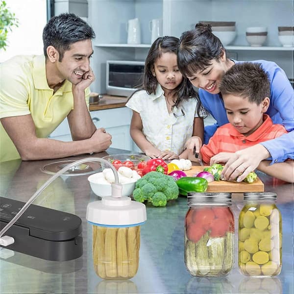 Vakuumförpackare, vakuumförpackningskit kompatibla med burkar med vanlig och bred öppning, konserveringsförpackare