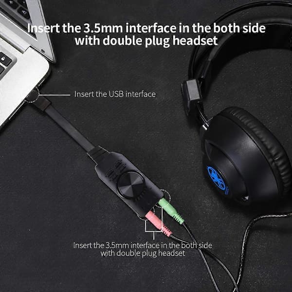 7.1 Kanal Surround 3D Lydadapter 3.5mm USB Eksternt Lydkort DAC Output