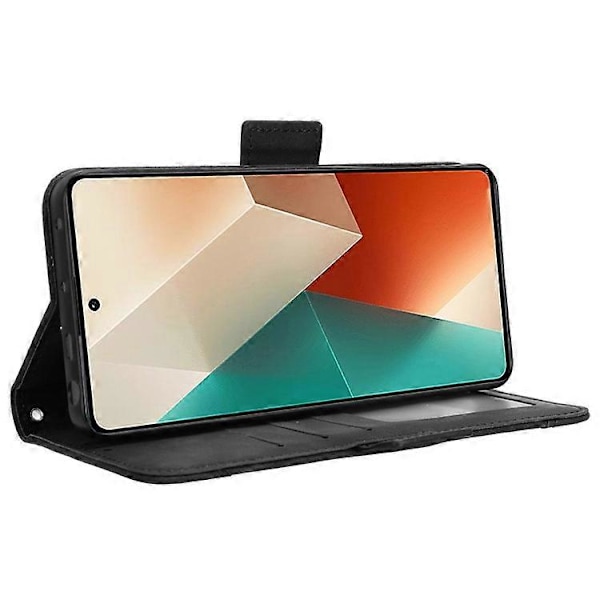 Kompatibelt Skal för Xiaomi Redmi Note 13 5G Slim-Fit PU Läder Telefonställ Plånboksfodral Black