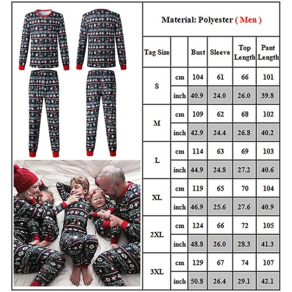 Hem Matchande julpyjamas Nyhet Ugly Snowflake Print Pyjamas Holiday Pyjamas Set Men 18-24 Months