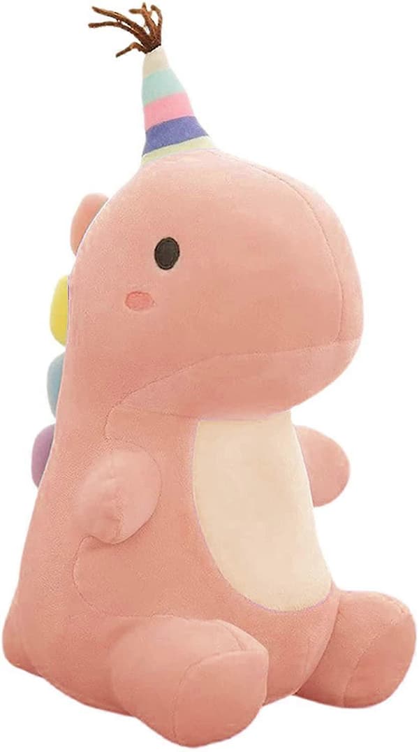 Kosedyr, myk dinosaur kosedyrfigur gave til gutter og jenter (rosa, 23 cm)