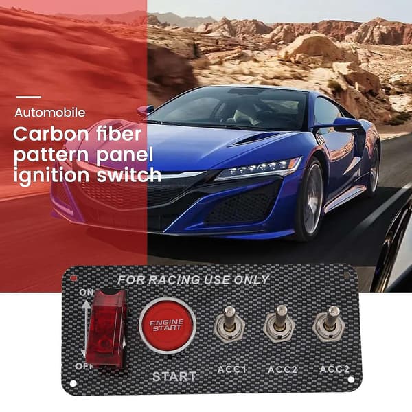 12v Bil Tenningsbryter Motorstart Trykknapp 3 Vippebrytere Racing Panel