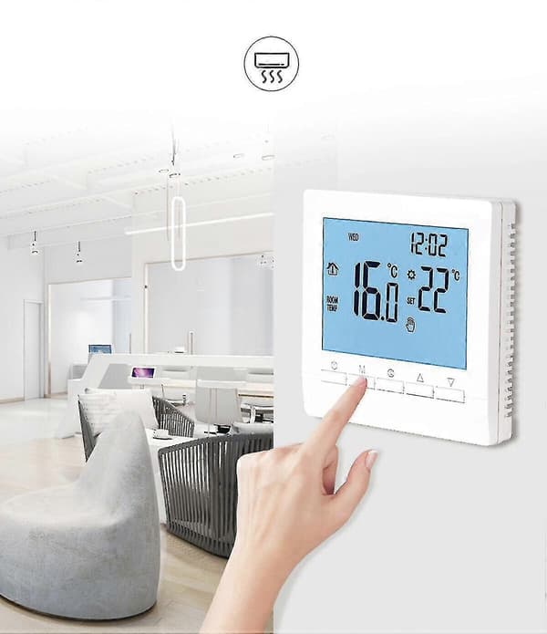 Digital WiFi Termostat, Programmerbar Justerbar Ledningsført Batterimodel med LCD-display, Blå-ZZY