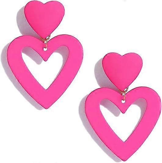 Pop Double Heart Øreringe Dingle Hjerte Drop Øreringe Til Kvinder Kærlighed Hjerte Dingle Øreringe Valentinsdag Mors Dag Gave