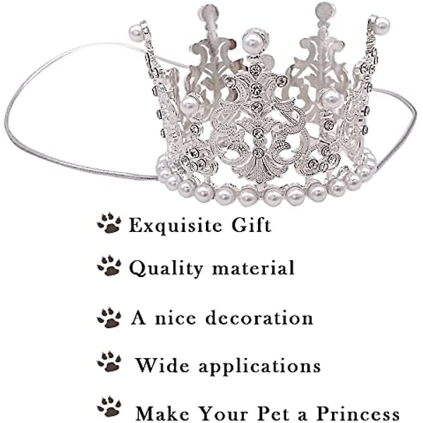 2kpl Koiran kruunu Lemmikit Tiara otsapanta kristalli tekojalokivi tekohelmi kruunu koiran syntymäpäiväjuhlasisustus häähiustarvikkeet Size S