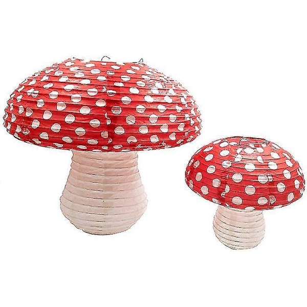 3 stk. Store Svampeformede Papirlanterner til Fødselsdagsfest Dekoration Hængende 3D Svampe Ornament Baggrund