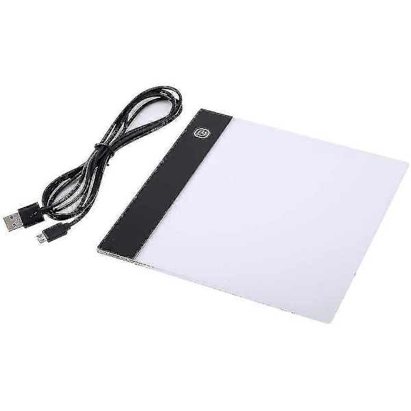 A5 LED Tegneplade, LED Lysplade A5 LED Lysbord Ultratynde LED Lysbokse, A5 LED Kopibord, Maleplade, Skitseplade, Med USB-kabel, Til Sten