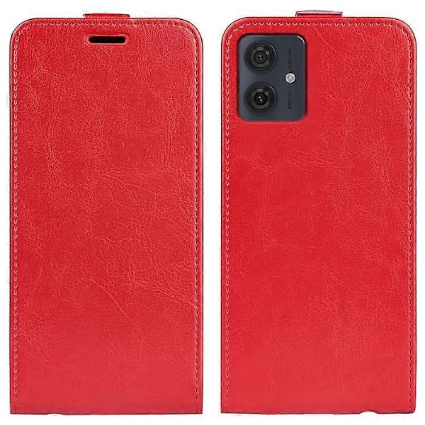 Telefondeksel Kompatibelt For Motorola Moto G54 5G Vertikal Flip Telefon Shell Crazy Horse Tekstur Cover Red