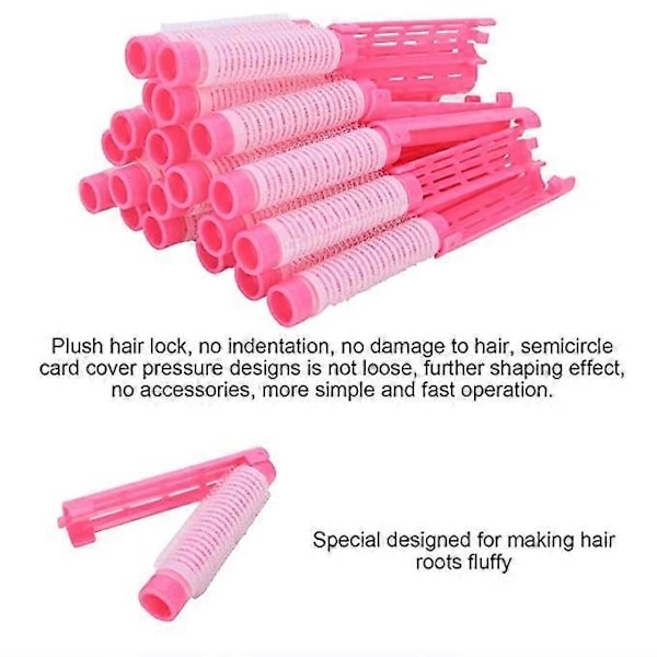 20 stk. Permanentruller, Løse Krøllede Hårstyling Permanentruller, Ingen Indryk Hår Permanentruller til Damer Hårstyling Design (Pink)