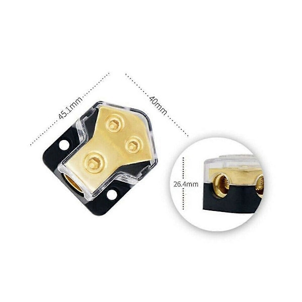 12v Strømfordelingsblok Bil Audio Splitter 2 Vejs 0/2/4 Gauge Ind 4/6/8 Gauge Ud Jord Distrib Y