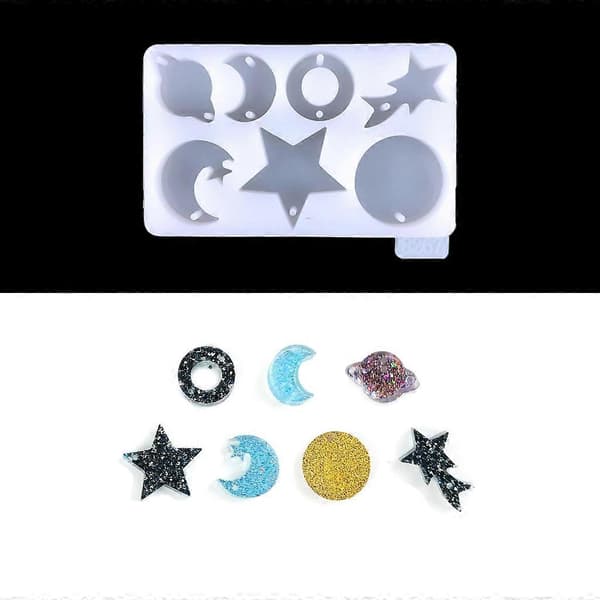 Nøkkelring Charms Silikonformer Måne Epoxy Støpeform for DIY Smykkefremstilling