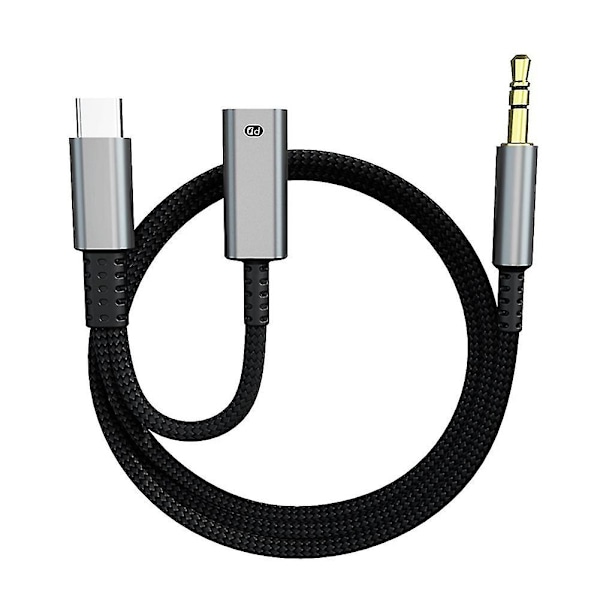 Type C til 3,5 mm lydadapterkabel Aux Bil Hifi Lydadapter Digital Dekoder Hodetelefonadapter
