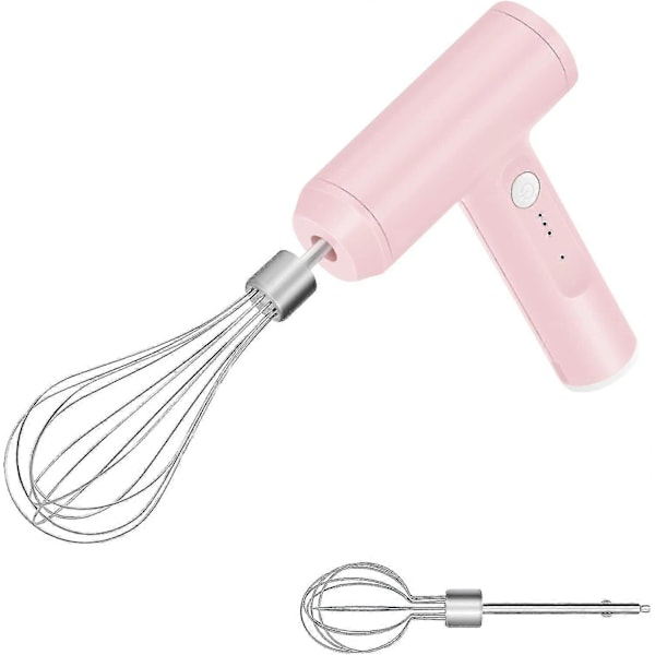 Elektrisk håndmixer i rustfrit stål, USB-genopladelig trådløs elektrisk håndmixer med 2 piskehoveder, 1 stk. XiXi