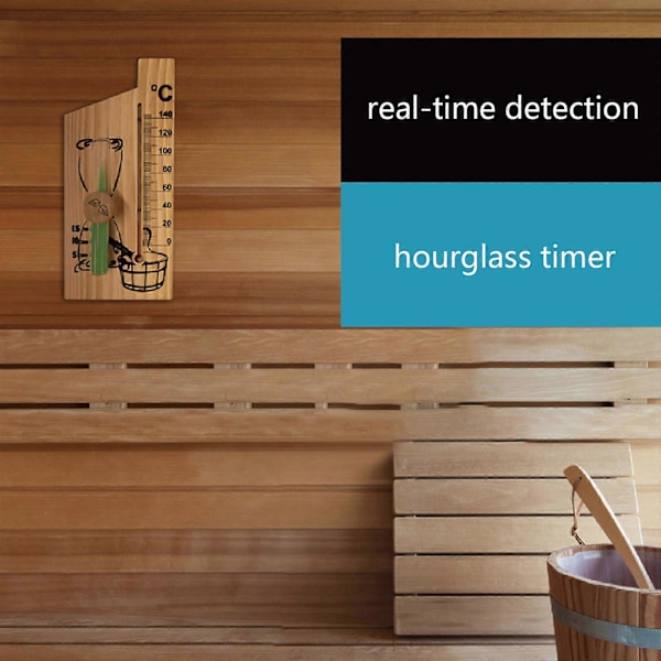 2 i 1 Bastutermometer Sandtimer Timglas Trätermometer Temperaturmätare