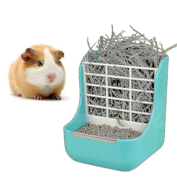 Kaninfoder, marsvinehøfoder, marsvinehøfoder, plastik chinchilla-fodringsring (blå)