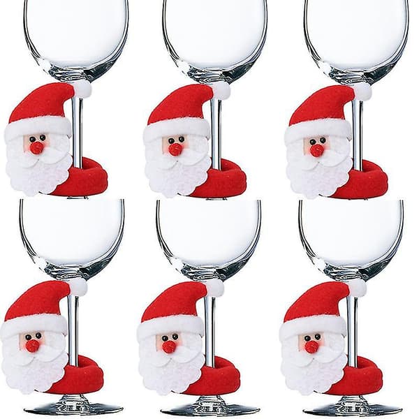 Julepynt, julekoppdekorasjon Julepynt Søt tegneserie Klut Vinglass (6 stk) SX